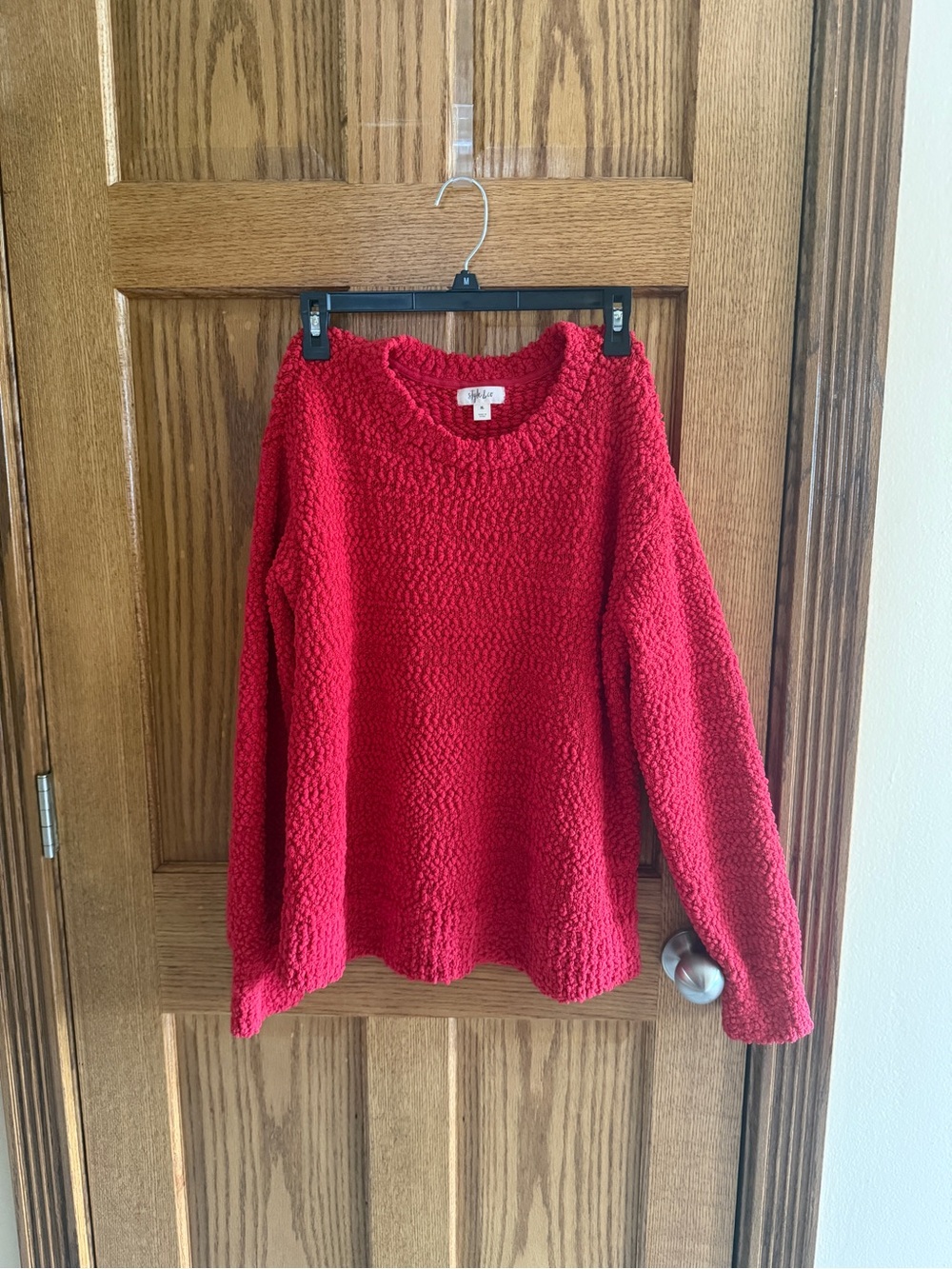 Style & Co Xl  Red Textured Crewneck Sweater